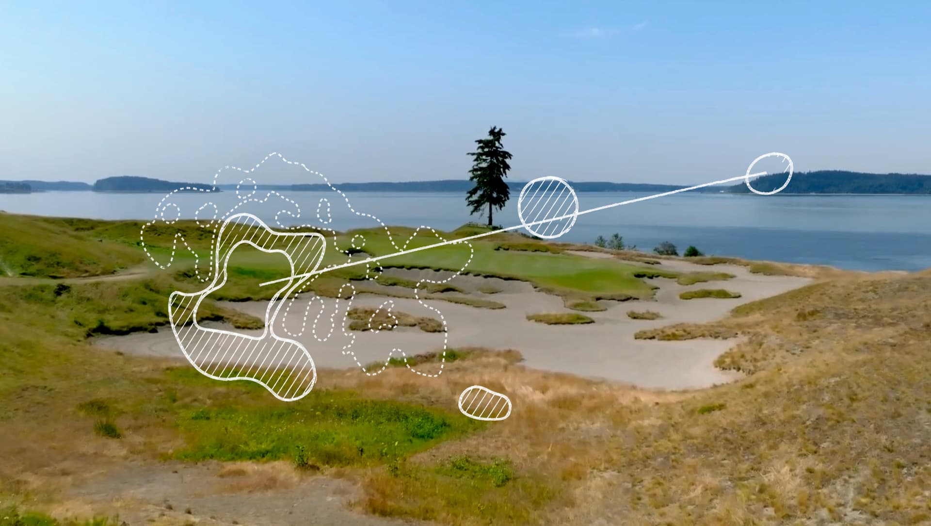 Chambers Bay Lone Fir hole 15 course rendering